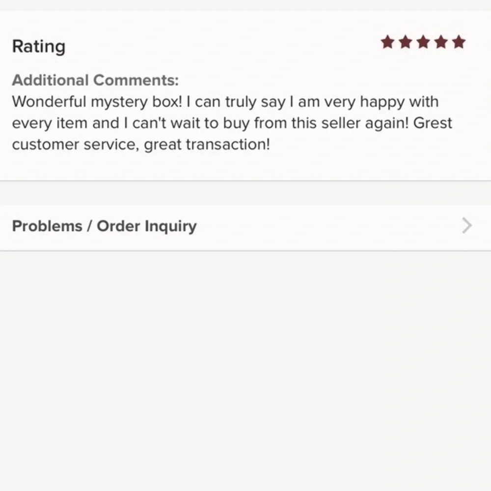 MYSTERY BOX 5 STAR REVIEWS